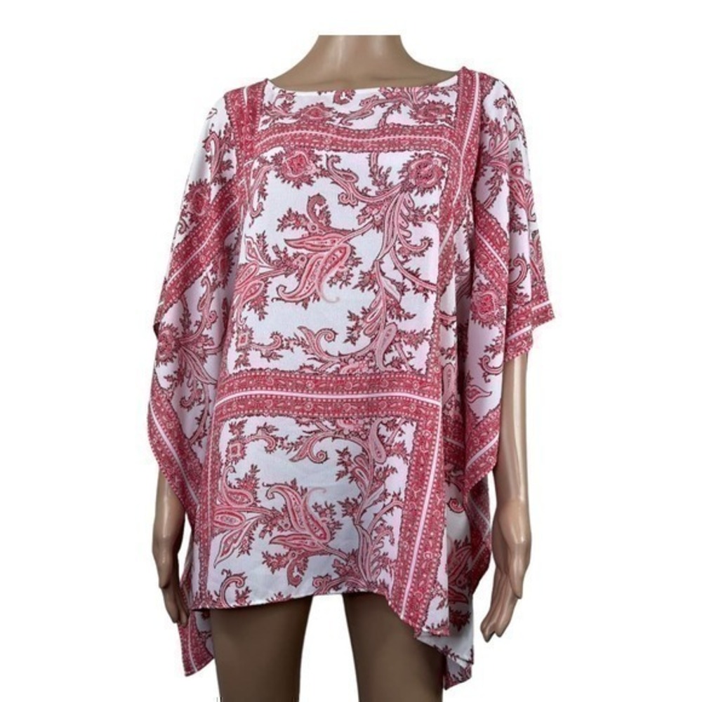 Michael Kors Women Top Blouse Red white Floral Size M